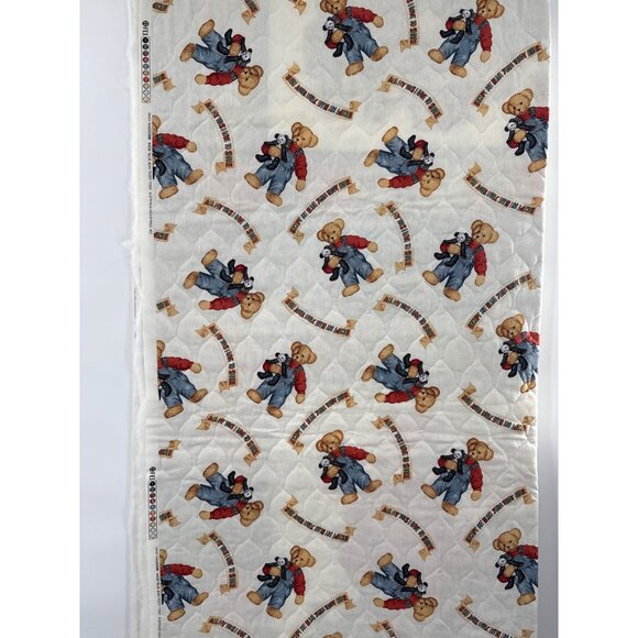 Teddy Bear Quilting Fabric Panel reversible 46”w x 104” long - Picture 1 of 8